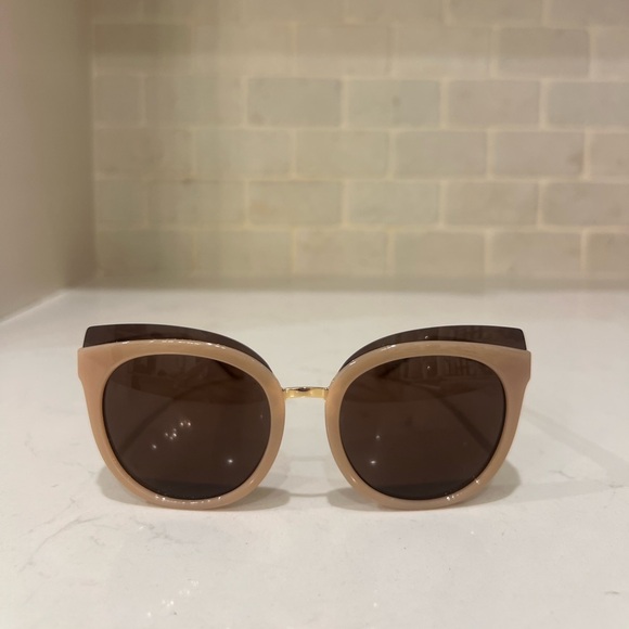 Tory Burch Oversized Round Cat Eye Sunglasses, Blush & Taupe - Picture 2 of 7